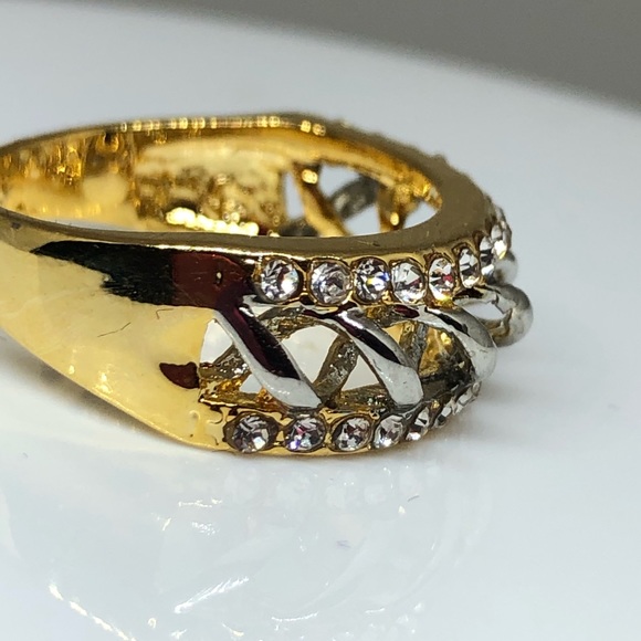 14k Yellow Gold Filled Two Tone CrissCross Ring - Picture 5 of 10